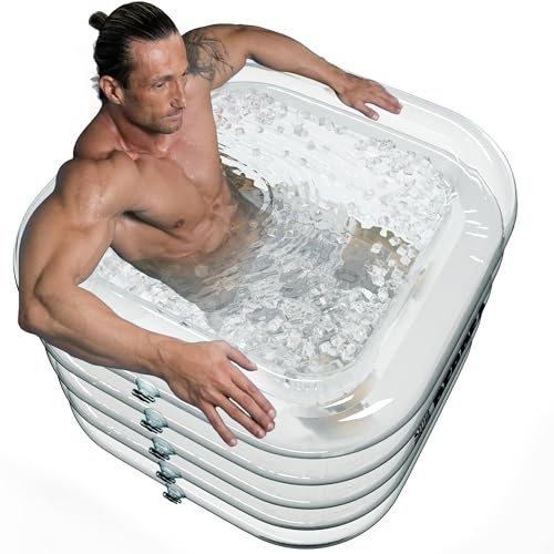 REBREA Inflatable Ice Bath Tub -Large Clear See Through -Ice Plunge Tub for Cold Water Therapy - Portable Cold Plunge Tub - Indoor & Outdoor - Inflatable Tub for Adults - Ice Tub for Athletes