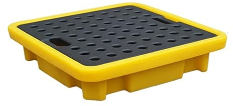 Plataforma de contención de derrames de Tambor de 1/2 Pulgada, Paleta de sumidero de Cubo de Pintura Modular Industrial con Drenaje, Bandeja de Seguridad apilable con Rejilla Desmontable (Am