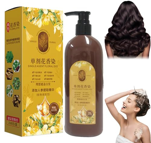 Nourishing Haarfarbe auf Pflanzenbasis Haartönung, 300ML Haarfarbe Shampoo auf Pflanzenbasis mit Nährenden Fruchtölen Nourishing Herbal Hair Dye (Dunkelbraun)