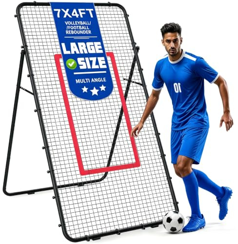 Filet de Rebond de Volley-Ball, équipement d'entraînement | Exterieur Enfants et Adolescents 2,1 x 1,2 m réglable et Portable Filet Rebond Football pour Un entraînement Meilleur