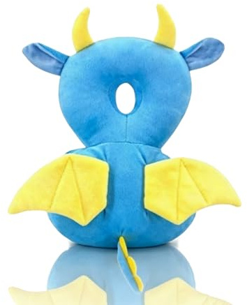 Baby Head Protector Backpack, Toddler Walking Head Protection Cushion | Blue Cartoon Design, Adjustable Elastic Straps, Soft Padded Cushion, Learning to Walk