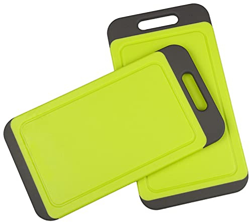 Svenee Mini Kitchen Cutting Board Mats, BPA Free, Dishwasher Safe, Juice Grooves, Thicker Boards, Easy Grip Handle, Non Porous, 2 pack