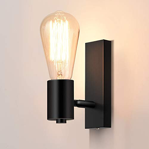 Lightess Wandlampe Schwarz Wandleuchte Innen Schwenkbar Wandbeleuchtung E27 Wandstrahler Wandspot Rustikal Industrie Lampe Vintage Retro für Wohnzimmer Schlafzimmer Esszimmer Kinderzimmer