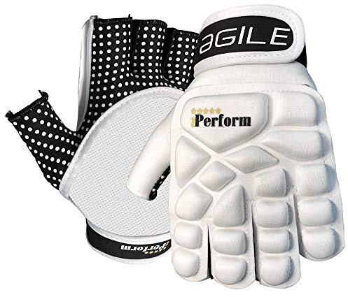 IPERFORM Guanti da hockey su prato da uomo, stile agile, con mezze dita, per mancini (S, agile, mezze dita)