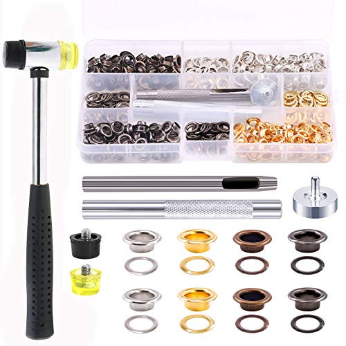 Sweet S1448 Lot de 246 œillets 6 mm 4 couleurs outil installation maillet doux œillets métalliques chaussures cuir tissu ceinture vêtements