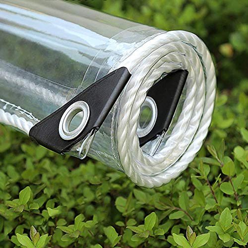 FENGSHOUU Transparent PVC-presenning med Öljetter, Väderbeständig, Slitstark Baldakin, Vikbar, 0,35 mm, Regnskydd för Trädgårdsmöbler, Växter, Växthus, Husdjur, Hytta, Tak
