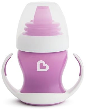 Munchkin Gentle Transition Babybecher | Sanfter Übergangsbecher für Babys & Kleinkinder mit Griffen & Deckeln | BPA-frei | Auslaufsicher | Leckdichte Silikon-Kinderbecher | 4+ Monate | 118 ml | Lila