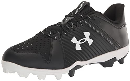 Under Armour Men's Leadoff Low Rubber Molded Baseball Cleat Shoe, (001) Black/Black/White, 15