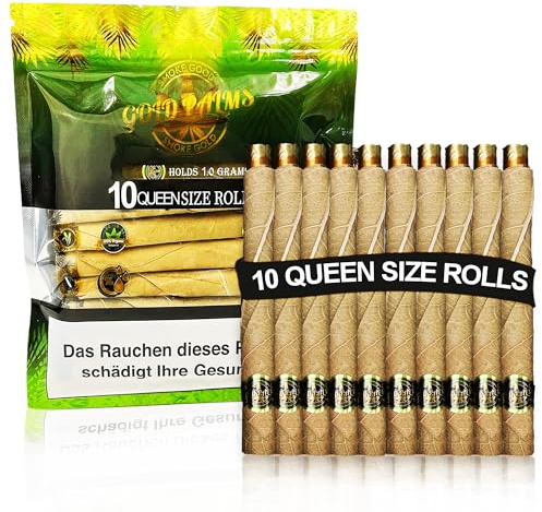 Gold Palms® 10-pack drottning storlek blunt wraps | 100 % naturlig | tobaksersättning | förrullade koner | blunt papper | förvridna papper | konhylsor