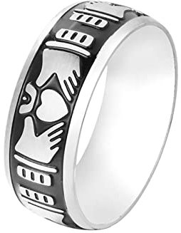 BCughia Hochzeit Ring Silber, Ringe Männer Edelstahl Claddagh Valentinstag Herren Größe 65 (20.7)