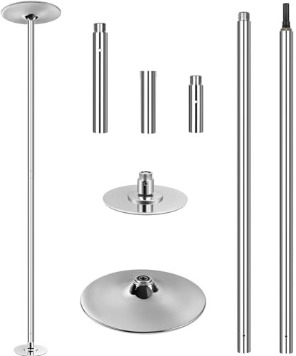 TLGREEN Pole Dance Tanzstange, 45 mm Durchmesser Pole Dance Stange aus Edelstahl, von 2,35 bis 2,74 m höhenverstellbar, Tragbar Abnehmbar Tabledance Strip Stange mit Statisch &Spinning Funktion