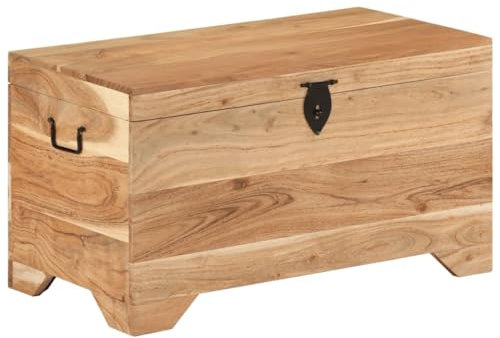 vidaXL Solid Acacia Wood Storage Chest - Versatile, Weather-, Natural Finish, Ample Storage Space, ic Charm
