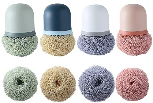 Scheuerschwamm Edelstahl 8 Stück Topfreiniger Edelstahl Scheuerspirale Topfreiniger Stainless Steel Sponges Topfreiniger Edelstahl Mit Rounde Griff Stahlwolle SpüLer Für LTopf Pfanne Spülreinigung