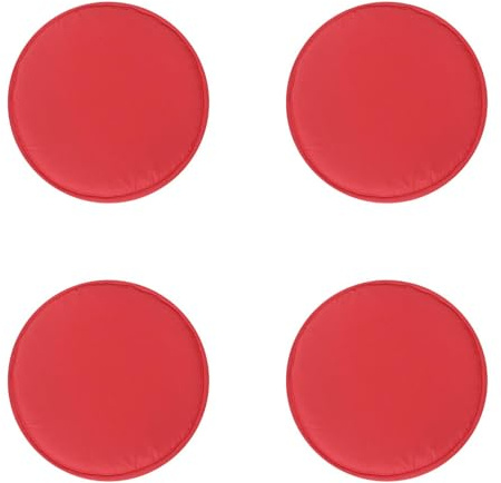 Factorys 4er-Set Stuhlkissen rund 30cm Sitzauflage Waschbarekissen rutschfest & gemütlich für Stühle Indoor Outdoor Sitzkissen (Rot)