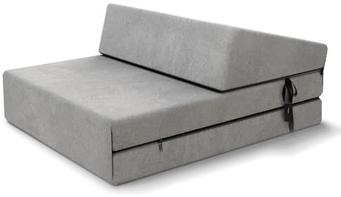 FDM Suzi Mini matelas pliant, 70 x 200 cm, mousse froide, hauteur 9 cm, dureté H3, certifié Öko-Tex - Housse Trinity lavable - Gris