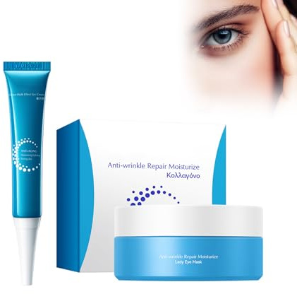 Hppsctink Contorno de Ojos, 20g Crema de colágeno para los ojos y 80g Mascarilla de colágeno para los ojos, Hidrata, nutre y reafirma la piel, eye cream