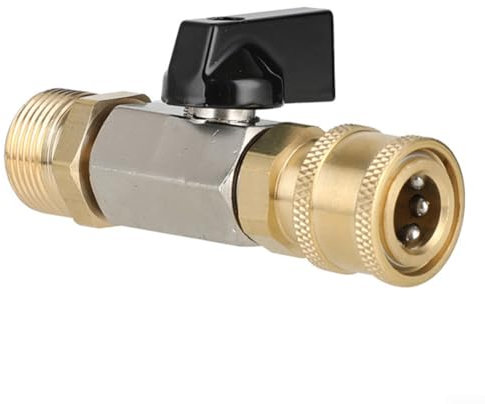 Adaptador de lavadora a presión M22 de 14 mm - Válvula de bola de acoplamiento rápido para 4500 PSI - Acero inoxidable y latón - Interruptor de encendido/apagado eficiente (adaptador)