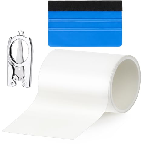 TAIANJI Kit di riparazione per piscina, 10 x 300 cm, nastro impermeabile in TPU trasparente, toppe autoadesive robuste con raschietto e forbici, per materassi ad aria, tende, letti ad acqua