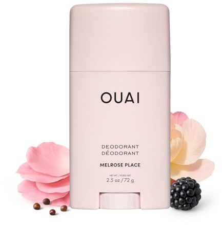 OUAI Aluminum Free Deodorant - Women's Deodorant with 24-Hour Odor Control & Invisible Application - Enriched with Notes of Rose, Berry, Lychee & Pink Peppercorn - Melrose Place (72g)