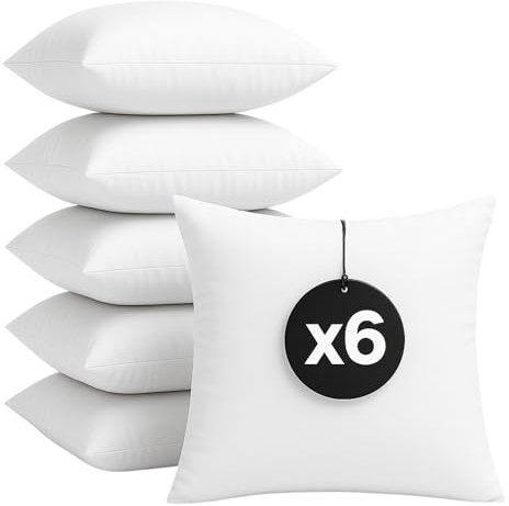 cuscini fiber Set da 6 Cuscini per Divano 45x45 con Fodera Misto Cotone Anallergici Morbidi e Soffici, Cuscino Quadrato Interno, Imbottitura Cuscini Prodotto in Italia
