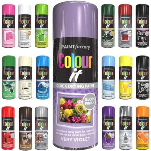 Spray Paint Very Violet Gloss Aerosol 400ml Cans - Quick Dry, All Purpose Spray Paint for Interior and Exterior Ideal for Wood, Metal, Plastic, Indoor & Outdoor Use