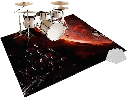 Fzamudng Drum Carpet Non-Slip | Soundproof Carpet Drum Rug Drum Kit Mat Professional | Bass Drum Snare Floor Mat | Musical Instrument Drum Mat | Sound-Absorbing Mat for Electronic Drum 110 x 80 cm