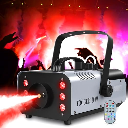 1200W RGB Fog Machine, 6 Colorful LED Lights for Smoke Machine Indoor/Outdoor Use, Perfect for Christmas Wedding Stage Effect DJ Disco Party Stage
