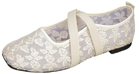 Chaussons Ballerines Plates à Lacets et Bout Ouvert, Style Danseuse élégante, Semelle Souple en Cuir pour Femme, idéales pour la Danse, Le Yoga ou Le Quotidien