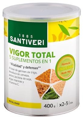 Santiveri Vigor Total Suplemento Alimenticio con Levadura de Cerveza Leticina de Soja, Vitamina C y Algas Marinas - 400 gr
