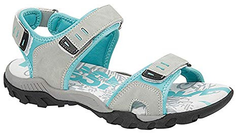 Ladies PDQ Adjustable Sports Walking Sandals Light Grey Mint L498 KD -UK 5 (EU 38)