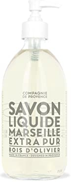La Compagnie de Provence - Savon Liquide de Marseille 495ml - Parfum Bois d'Olivier - Flacon en Verre - Pour Corps et Mains - Made in France