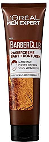 L'Oréal Men Expert Barber Club Rasiercreme, für Bart-Konturen, akkurate und präzise Rasur, mit Zedernholzöl (1 x 150 ml)