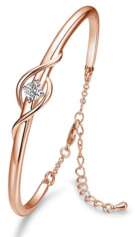 Praelinos Gardien d'amour Bracelet Femme, Bijoux femme plaqués or rose 18K,Cadeau femme - Idées Uniques pour Anniversaire, Fête des Mères, Saint-Valentin, Noël