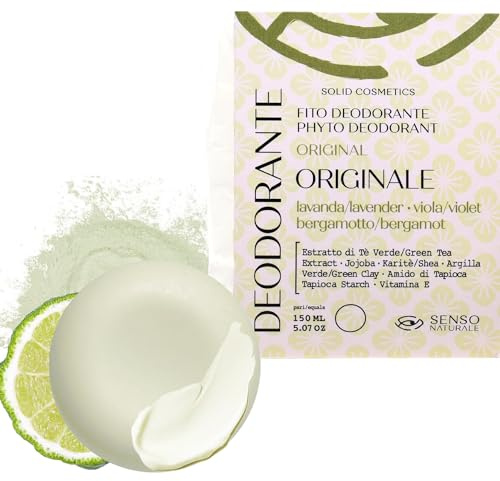 Senso Naturale Deodorant Fest Zart 100% Natürlich Bio, Reduziert die Bildung von Geruchsmolekülen, Schützt, Hydratisiert, Beruhigt (Original (lavendel, bergamotte, veilchen))