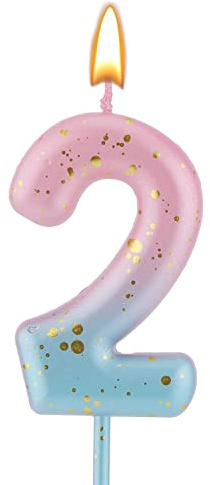 Vela de Letras con Números Degradados, Velas de Cumpleaños con Degradado Rosa y Azul para Tartas Velas de Cumpleaños con Letras Numéricas Decoración para Cumpleaños Bodas (2)