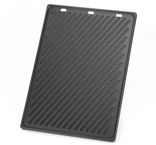 Onlyfire Plaque de Cuisson pour Barbecue, 49,2x32,3cm, Plaque Réversible pour Weber Genesis 300 Series Barbecues à Gaz, Gas Grill Fonte Plancha, Utilisable des Deux Côtés, Remplacement pour Weber 7528