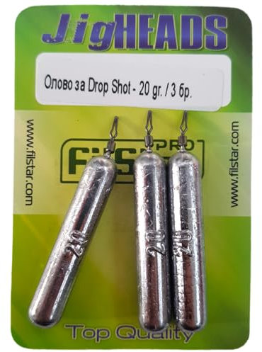 PRO FILSTAR Drop Shot bly-set 3 stycken 20 g – dropshot bly – fiskevikter – fiskevikter – jigghuvuden – fiskebly – fiskeset – fiskerätningar – bullet bly – fisketillbehörsset