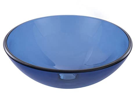 ULTRAWAVE Bathroom Sink Bathroom Vessel Sink Bathroom Tempered Glass Washbasin Blue Glass Washbasin Bathroom Countertop Art Basin Counter Basin (Color : Sink only)