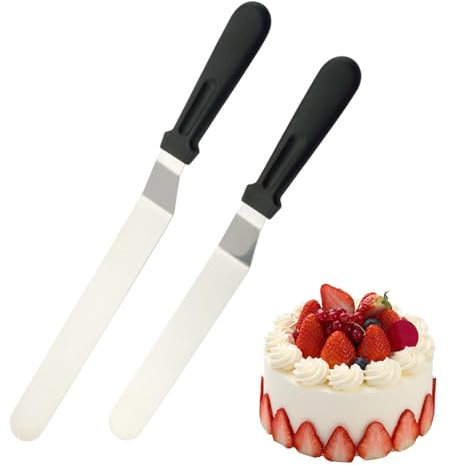 2pcs Palette Kn-IFE Baking Pallet Kn-IFE Icing Spatula for Cake Decorating Angled Spatula Stainless Steel Cake Palette Kn-ives Cake Angled Offset Spatula for Cake Decorating, Pastry and Baking