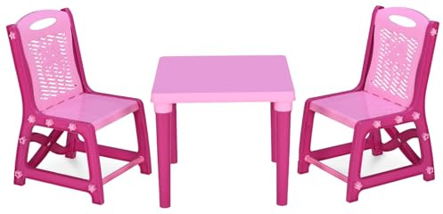 Ecoshine Supplies Kids Study Set Children's Table and Chairs Set for Boys & Girls, 2 Chairs with Activity Table, Indoor Outdoor Furniture Study Table for Kids Gift Boxed (Light Pink)