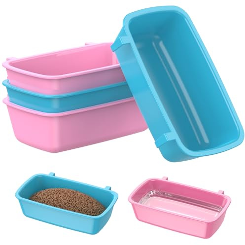 Pawfly 6 Pcs Cage Cups Hanging Plastic Bird Cage Feeders with Hooks 296 ml Rabbit Feeders for Cages Rabbit Food Bowls Waterers Bunny Cage Feeding Dishes Coop Cups for Pets Parrots Hamsters Guinea Pigs