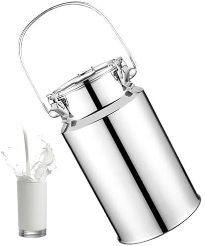 201 Pot a Lait INOX Bidon De Transport De Lait De Ferme 3L/5L/10L/15L Bidon De Baratte À Lait Pot Seau À Vin Baril Seau À Eau Huile Réservoir À Thé Réservoir Scellé en Acier Inoxydable,3L