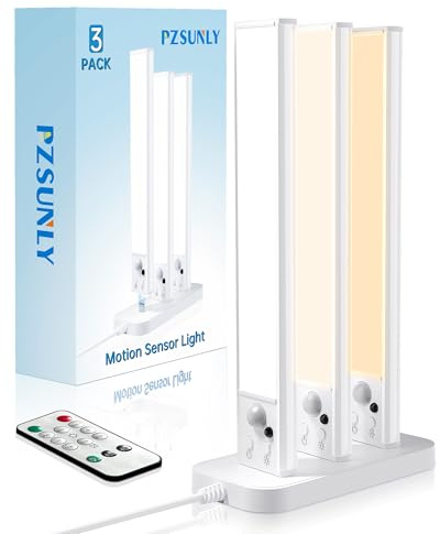 PZSUNLY Luce Led Sottopensile Cucina, 3 Pezzi con Sensore di Movimento e Base di Ricarica, 20cm Dimmerabile, Magnetica, Ricaricabile per Corridoi, Armadi, Cucine