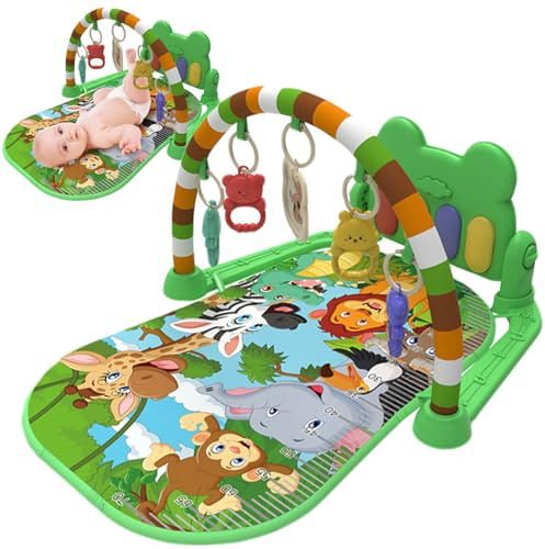 Alfombra de juegos para bebés, gateo sensorial, gimnasio de juegos musical para bebés con patada en el arco, alfombra de actividades educativa desmontable, piano con pilas para 0-36 meses, estilo.