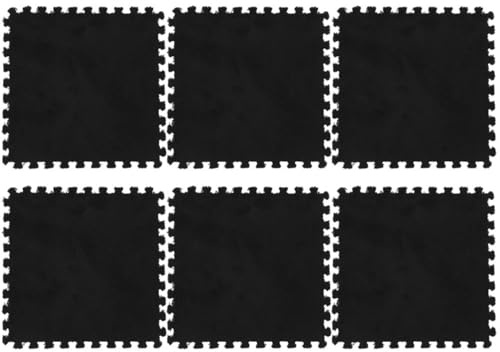 HOOTNEE Tapetes De Juego De Rompecabezas De Felpa Eva para Niños, Cuadrados 30x30x1 Cm, Accesorios Multifunción para Suelos del Hogar, 6 Piezas Negras para Habitaciones y Salas De Estar