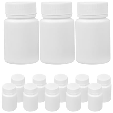 HEALEEP 20 Bottiglie Campione da 50 Ml con Tappo a Vite e Sigillo in Alluminio, Contenitori Portapillole in Polietilene ad Alta Densità di Colore Chiaro, Custodia Portatile per Farmaci,