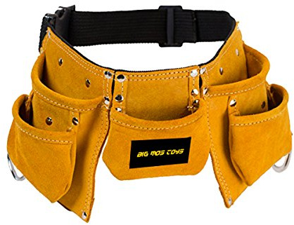 Big Mo's Toys Tool Belt - Kids Brown Faux Suede Pretend Play Belt for Tools with Adjustable Strap