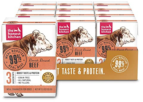 The Honest Kitchen Human Grade Meal Booster: 99% Beef Dog Food Topper, 5.5 oz (Pack of 12)
