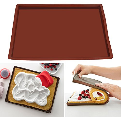 Nikou Silicone Baking Trays Mat Sheets, Silicone Baking Mat Flexible Kitchen Baking Tray Mold Bakeware for Pizza Cookies, Rectangle Baking Sheets for Oven Non Stick