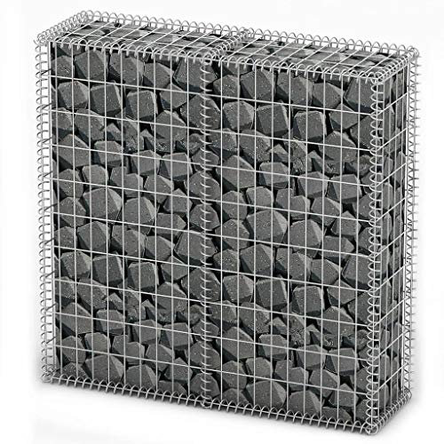 WIFESE Panier de Gabion avec Couvercle Fil Galvanisé 100x100x30 cm Argenté Lit Surélevé à Gabion Parterre de Fleurs Jardin Parterre de Fleurs Plantes Terrasse Mur en Gabion Décoration Extérieure